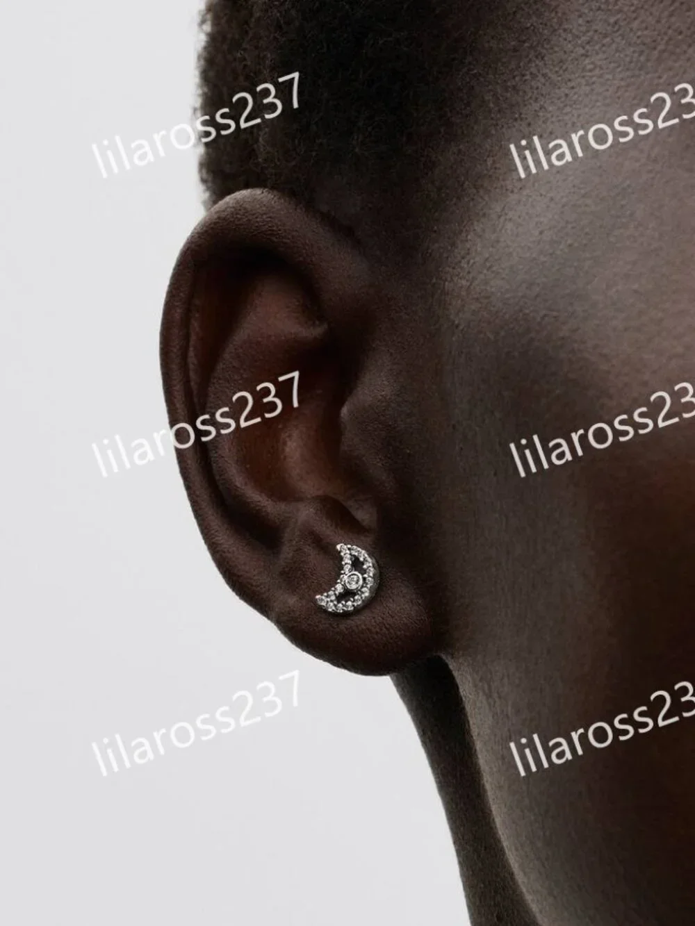 Sparkling Moon Stud Earrings